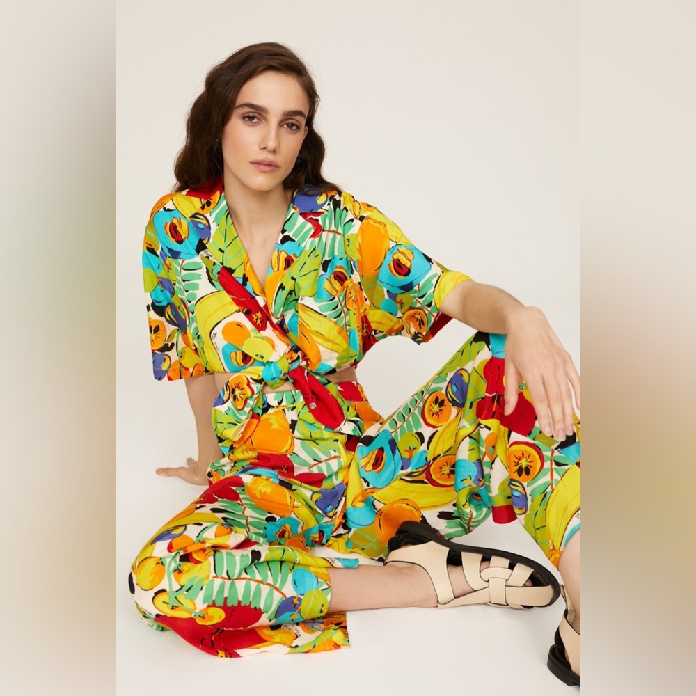SIMON MILLER Zeem Graphic Fruit Print Shirt XL - flawed